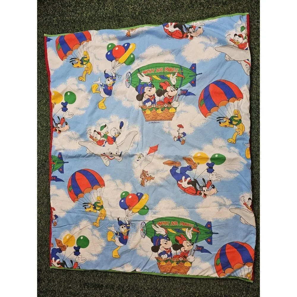 Vintage Handmade Scrappy Crazy Quilt Disney Mickey Mouse Characters 56